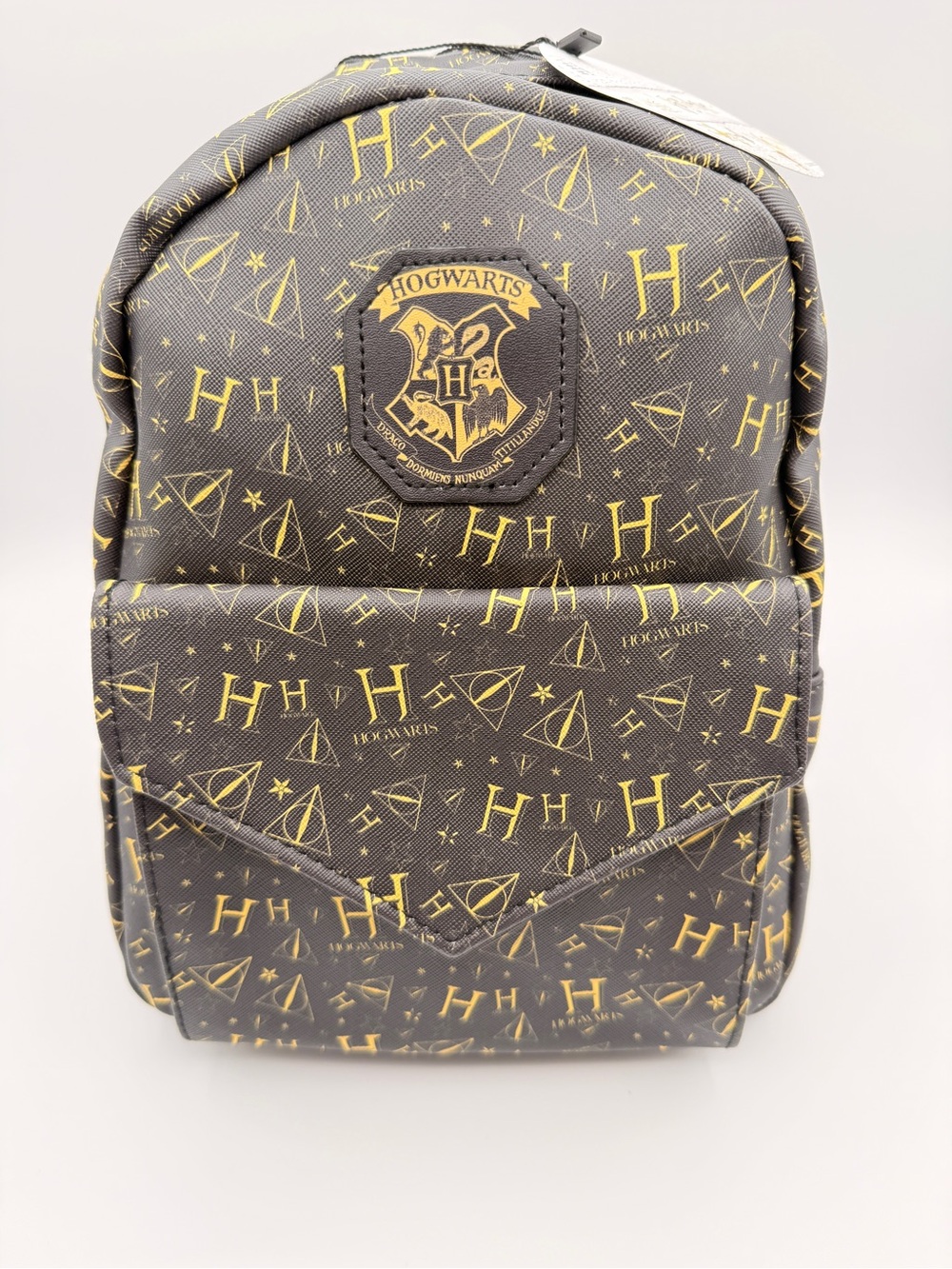 Harry Potter Hogwarts And Deathly Hallows themed print Backpack Faux Leather NEW
